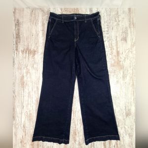 Women's American Eagle wide leg cotton blend jeans dark wash size 14 EUC